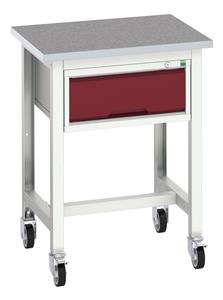 16922201.** verso mobile workstand with 1 drawer cabinet & lino top. WxDxH: 700x600x930mm. RAL 7035/5010 or selected